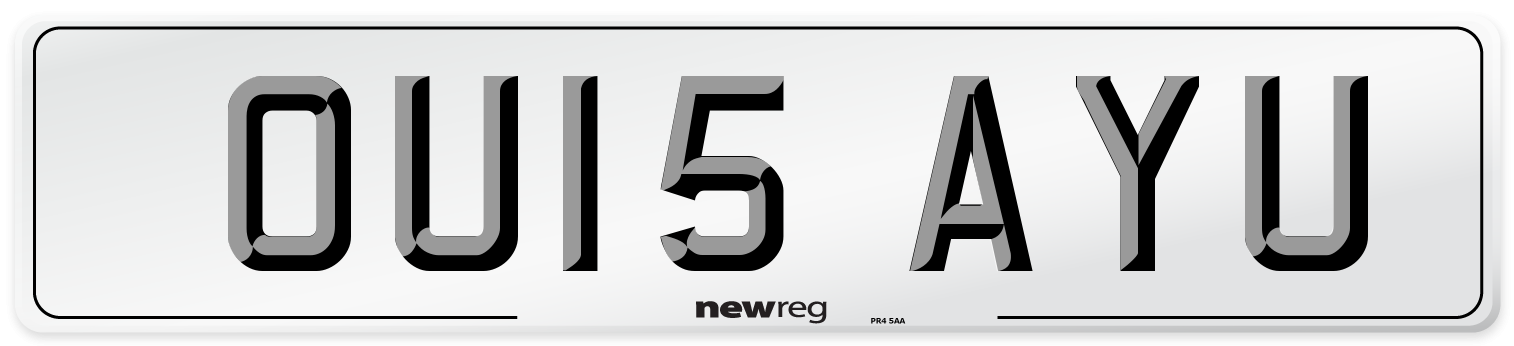 OU15 AYU Number Plate from New Reg